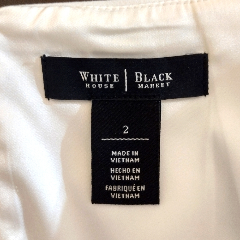White House Black Market Ivory Tan Black Color Block Wrap Pencil Skirt - Picture 10 of 10
